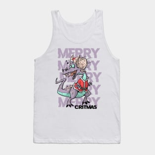 Critical Hit D20 Dice RPG Meme PnP Dragon Merry Critmas Gift Tank Top